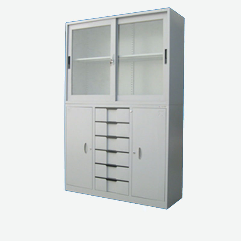 Six Bucket Wide Glass Sliding Door Cabinet Yuanjin Science